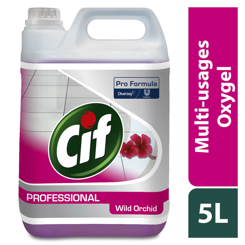 Cif Pro Formula Oxy-gel multi-usages parfum Orchidée 2x5L - Multi-usages à l'oxygel actif parfum Orchidée